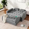 61.42"W Velvet Upholstered Pull-Out Sleeper Sofa Bed with Dual USB Ports, Adjustable Backrest & 2 Throw Pillows - ModernLuxe - 3 of 4
