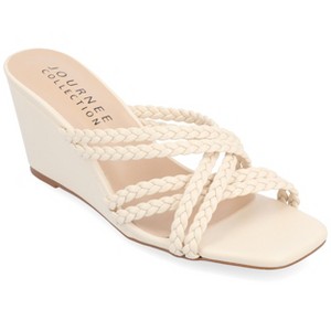 Journee Collection Womens Baylen Braided Strap Slip On Wedge Sandals - 1 of 4