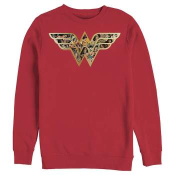 Men's Wonder Woman 1984 Metallic Logo Pull Over Hoodie - Red - 3x