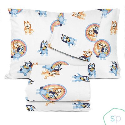 Bluey and Bingo White Organic Cotton Twin Sheet Set