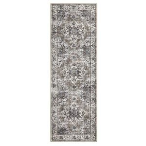 Washable Vintage Printed Rug Non Slip Low Pile Rug Soft Throw Floor Cover Foldable Indoor Carpet for Living Room Bedroom Playroom Nursery - 1 of 4