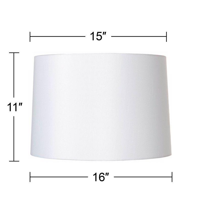 Springcrest White Fabric Medium Hardback Lamp Shade 15" Top x 16" Bottom x 11" High (Spider) Replacement with Harp and Finial, 5 of 11