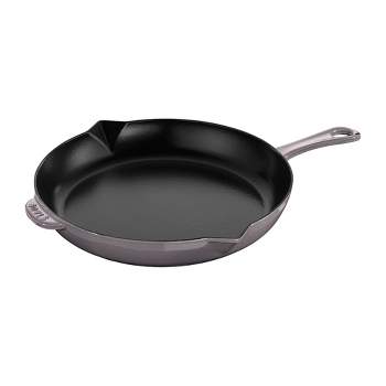 STAUB Cast Iron Pan with Lid 10-inch, 2.9 Quart Serves 2-3, Fry Pan, Cast  Iron Skillet, Wok, Made in France, Dark Blue 