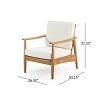 1 Piece Acacia Wood Club Chair,Fabric Upholstered Armrests Chair,Patio Club Chair With Open Slat Backrest And Wood Frame-Coolbibila - 4 of 4