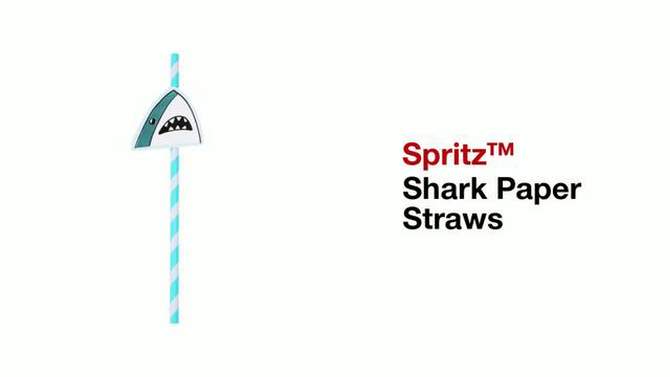 20ct Shark Paper Straws - Spritz&#8482;, 2 of 8, play video