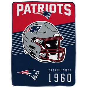 NFL New England Patriots Helmet Stripes Flannel Fleece Blanket - 1 of 3
