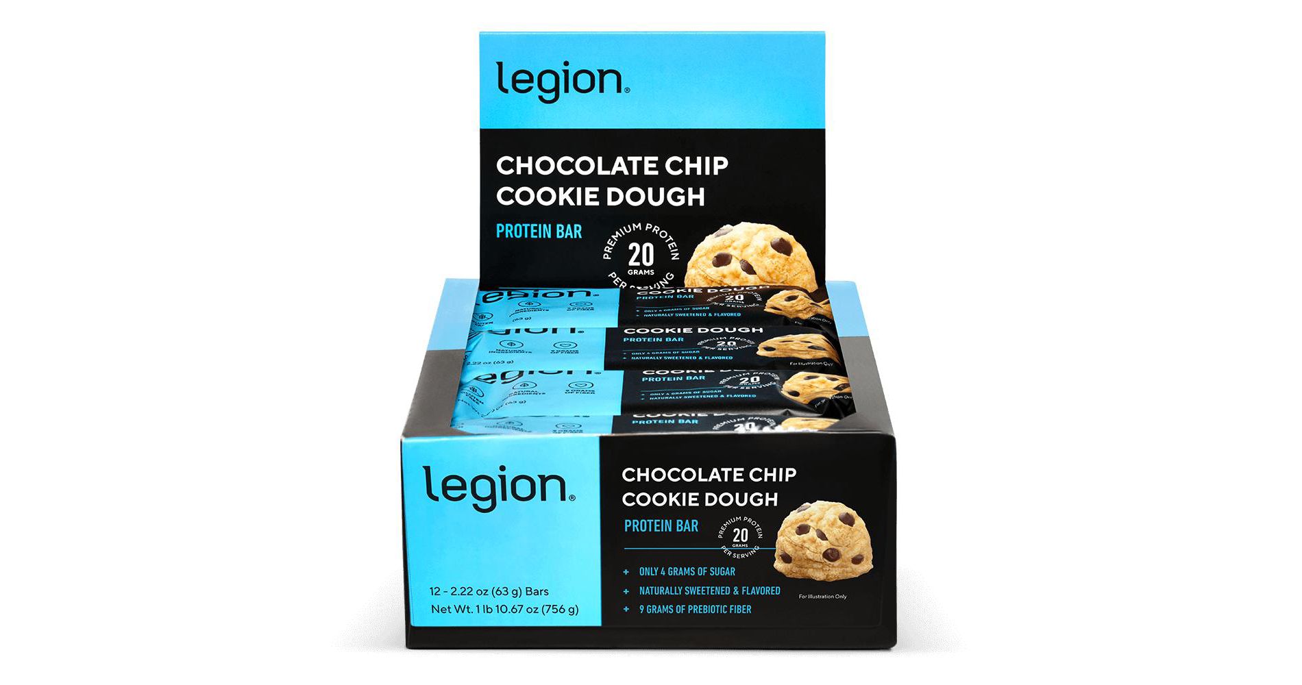 Protein Bars Natural High-Protein Bars - Box of 12 - Chocolate Chip Cookie Dough