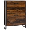RISOKEYS Industrial Shoe Cabinet with 2 Flip Drawers,Freestanding Shoe Storage Cabinet for 12 Pairs, Narrow Slim Shoe Rack for Entryway,Hallway,Brown - 4 of 4
