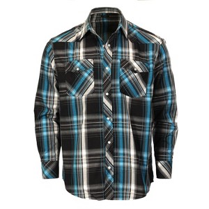Gioberti Men's Western Plaid Long Sleeve Shirt with Pearl Snap-on - 1 of 4