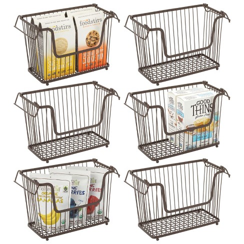 Mdesign Stackable Food Organizer Storage Basket, Open Front - 2 Pack, Matte  White : Target