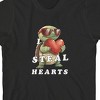 Turtle I Steal Hearts Youth Black Crew Neck Short Sleeve T-shirt - 2 of 3