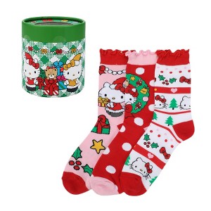 Hello Kitty Holiday Icons Women's 3-Pair Crew Socks Box Set - 1 of 4
