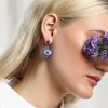 SOHI Women's Amerthyst Purple The Evil Eye's Ray Drop Earrings - 4 of 4
