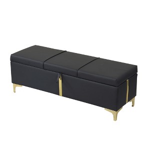 Dexmalle Black Elegant Upholstered Storage Ottoman,Livingroom - 1 of 4