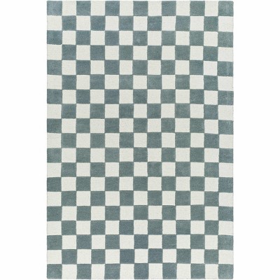 Hauteloom Timin Blue Gray Checkered Area Rug