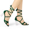 Allegra K Women's Velvet Lace Up Clear Heels Block Heel Sandals - 2 of 4