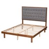 Baxton Studio Queen Bellini Fabric and Wood Platform Bed Gray/Walnut Brown - 4 of 4