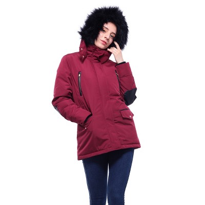 Rokka&rolla Women's Winter Coat With Faux Fur Hood Parka Jacket-dark ...