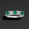 Ross-Simons 0.60 ct. t.w. Emerald and .50 ct. t.w. Lab-Grown Diamond Ring in 14kt White Gold - 4 of 4