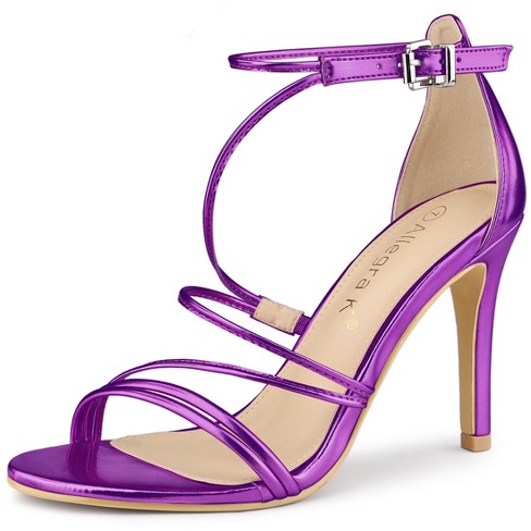 Allegra K Women's Party Strappy Stiletto High Heels Sandals Purple 10 ...