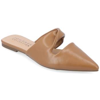 Journee Collection Womens Enniss Open Side Pointed Toe Mule Flats
