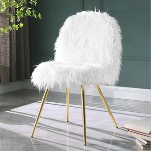 Roundhill Furniture Ravni Faux Fur Accent Chair with Gold Legs - 1 of 4
