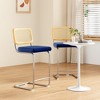 AZL1 Life Concept Dining Sets 2 Set of Cushioned Velvet Counter Stools featuring Wicker Backrests for Kitchen Seating, Blue, 18.9"*17.7"*39.4" - 2 of 4