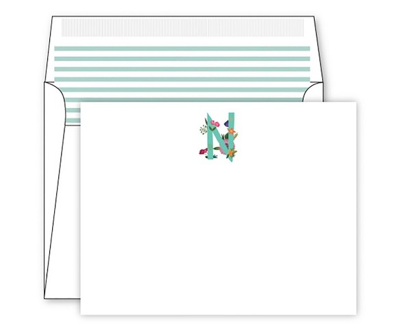 Die -Cut Social Set Vintage Floral Monogram - N