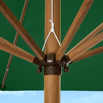 9ft Green Solar LED Lighted Market Patio Umbrella with Metal Pole
