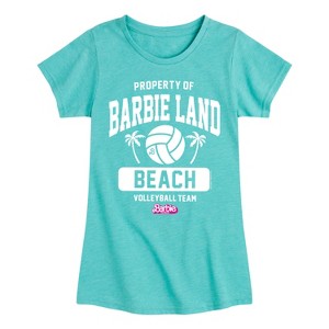 Girls' - Barbie - Property of Barbie Land Beach Volleyball Team Fitted Short Sleeve Graphic T-Shirt - 1 of 4