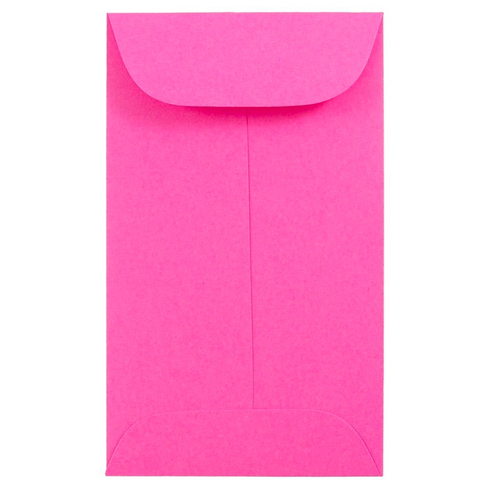 JAM Paper Brite Hue #3 Coin Envelopes 2 1/2 X 4 1/4 50 per pack Ultra Fuchsia Pink: Mailing Envelopes, Recycled Content