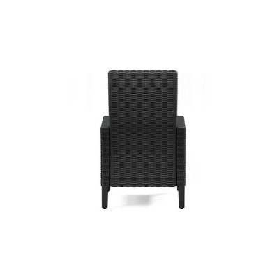 Gray Wicker Outdoor Arm Chairs with Cushions, Set of 2