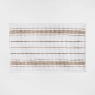 21"x30" Performance Solid Cotton Bath Mat Tan Stripe - Threshold™