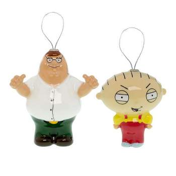 Family Guy Stewie and Peter Griffin Tree Ornaments 2ct