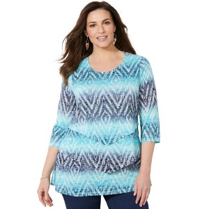 Catherines Women's Plus Size Poetry Tiered Tee - 1 of 4