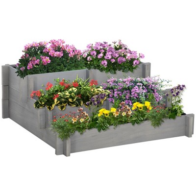Outsunny 3-tier Raised Garden Bed, Water Draining Fabric For Soil ...