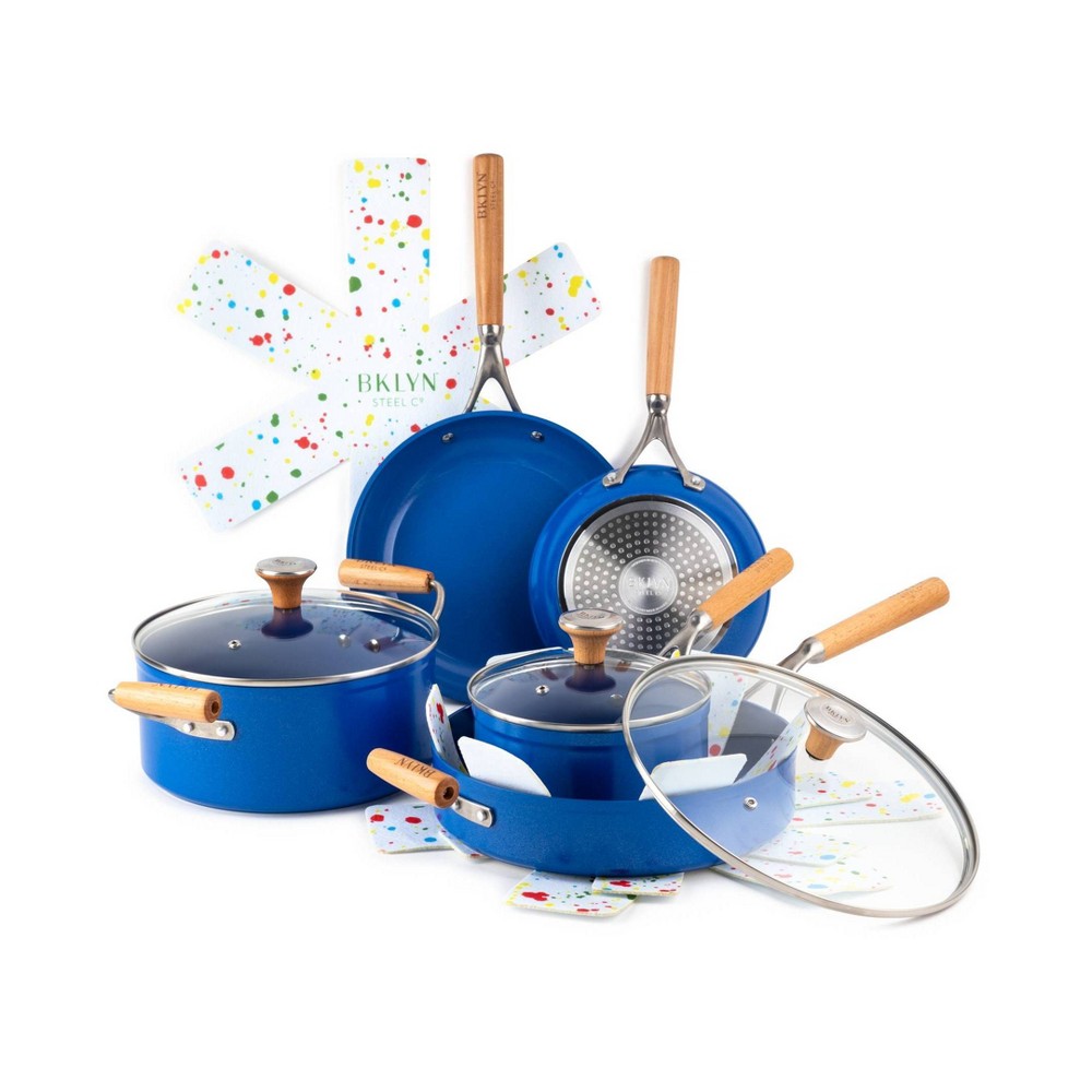 Photos - Pan Brooklyn Steel 12pc Silicone/Ceramic Atmosphere Cookware Set - Blue