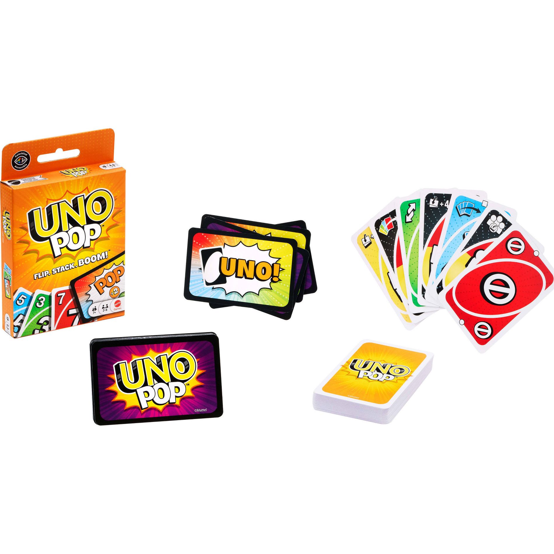 UNO Pop Card Game for Kids, Adult & Family Nights, 2-6 Players Ages 7+