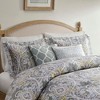 Sapphtopaz 6 Piece Comforter Set Elegant Cotton Sateen Pattern Print with Embroidered Details Reversible Oversized Cotton Quilt Set, Gray - 4 of 4
