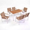 Mshliw 7-Piece Patio Dining Set with Acacia Wood Table and 6 Ergonomic PE Rattan Chairs – All-Weather, UV-Resistant, Easy Assembly for Outdoor Dining - 2 of 4