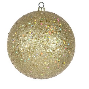 Northlight Holographic Glitter Champagne Gold Shatterproof Christmas Ball Ornament 6" (150mm) - 1 of 2