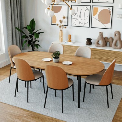 Beige Upholstered Metal Frame Dining Side Chair Set