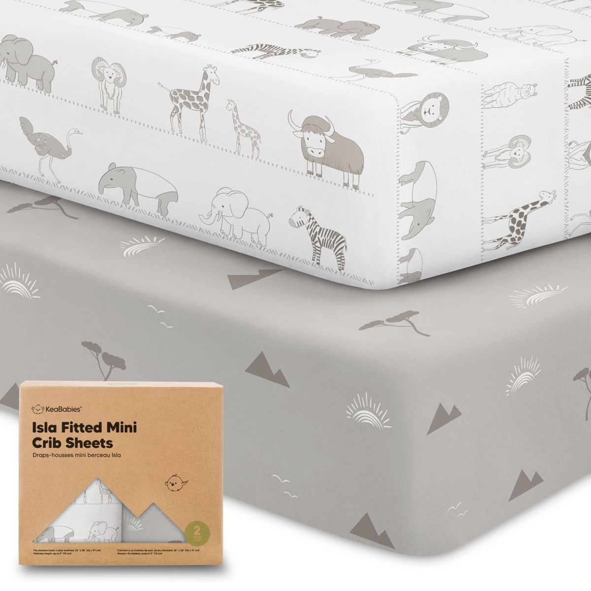 KeaBabies 2-Pack Isla Mini Crib Sheets, Pack and Play Sheets Fitted, Pack N Play Sheets, 38x26 Fitted Crib Sheet - thumbnail 10