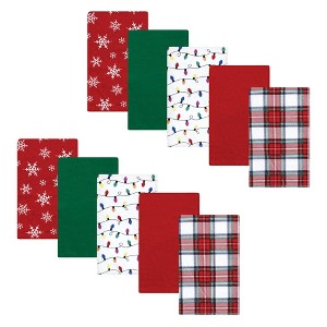 Hudson Baby Unisex Baby Cotton Flannel Burp Cloths, White Tartan, One Size - 1 of 4