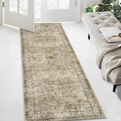 Vintage Area Rugs for Living Room, Washable Carpet Indoor Non Slip Large Area Rugs, Soft Low Pile Rug Foldable Floor Rug