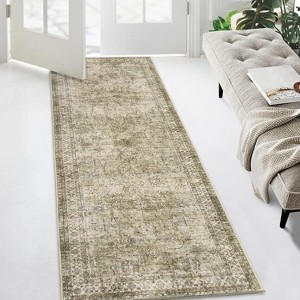 Vintage Area Rugs for Living Room, Washable Carpet Indoor Non Slip Large Area Rugs, Soft Low Pile Rug Foldable Floor Rug - 1 of 4