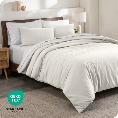 Cream Twin/Twin XL Cotton Flannel Duvet Cover Set