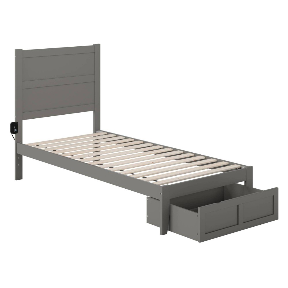 Photos - Bed Frame AFI Twin XL Noho Bed with Foot Drawer Gray  