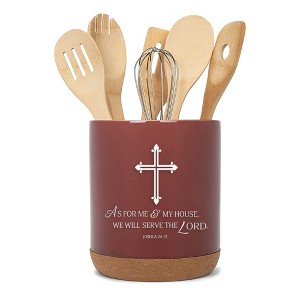 Elanze Designs We Will Serve Red X-Large Cork Bottom Kitchen Utensil Holder - 1 of 4