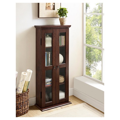 Wood media storage deals cabinet